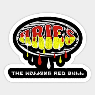 Aries The Walking Red Bull Sarcastic Zodiac Birthday Y2K Sticker